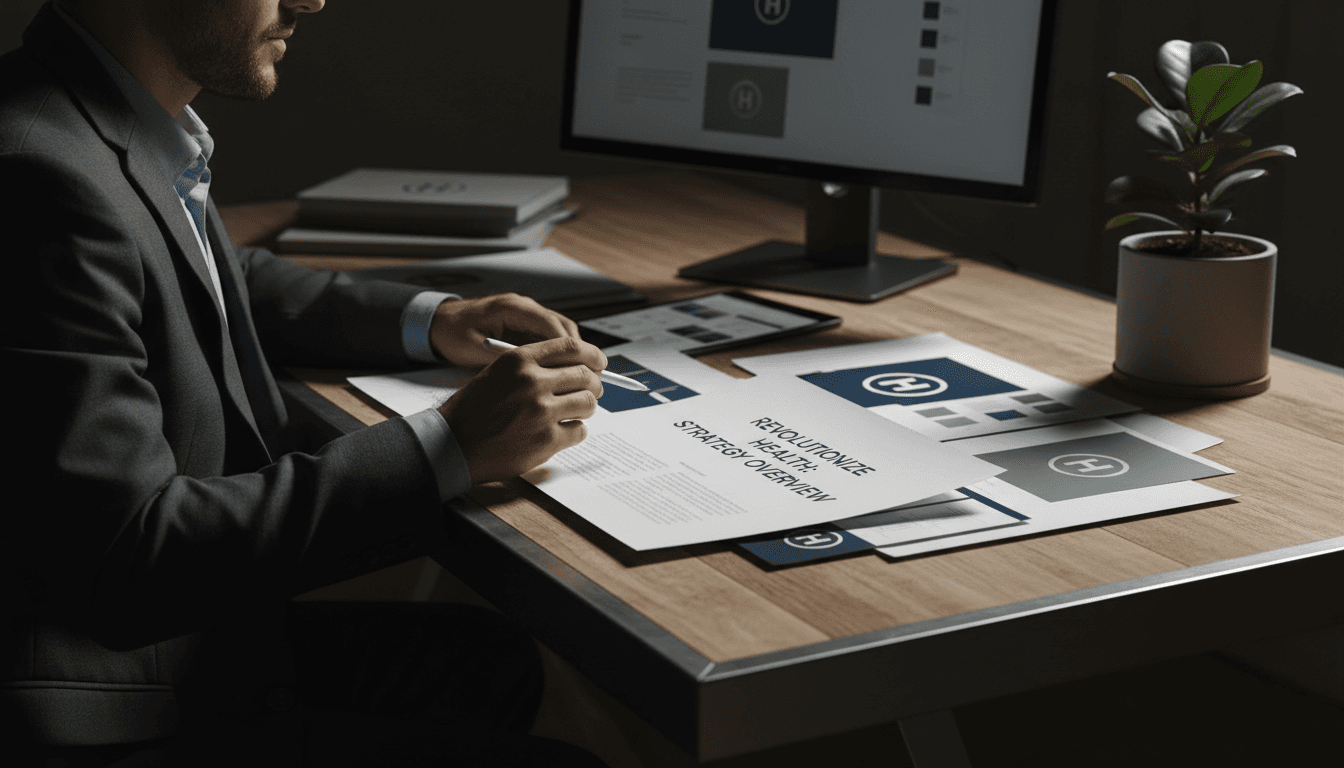 Brand differentiation strategy documents and visual identity materials